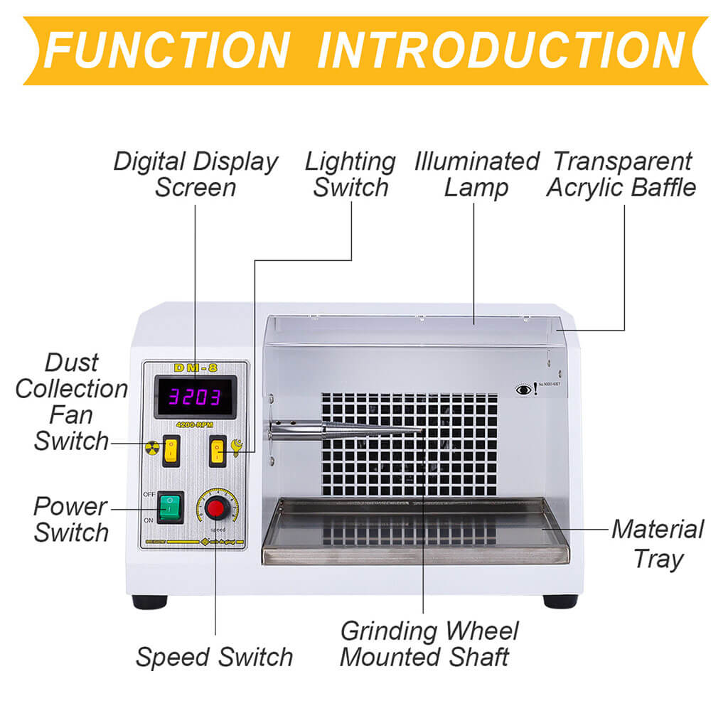 Tooltos Jewelry Tools Tooltos DM-8 Bench Grinder Inverter Dust Collecting Jewelry Polishing Machine