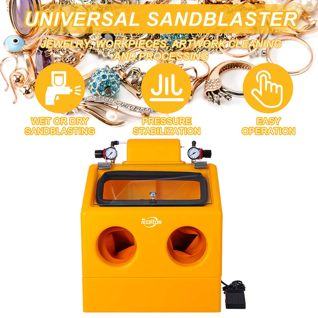 Tooltos Jewelry Tools Tooltos Double Valve Jewelry Sandblaster Antique Gold Silver Wet and Dry Sandblasting Machine