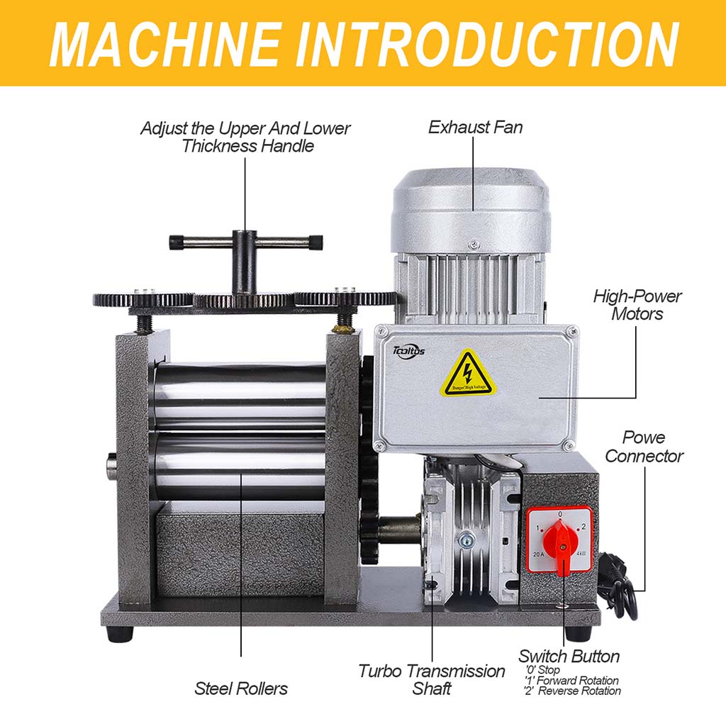 Tooltos Jewelry Tools Tooltos Flat Area Electric Tablet Press Jewelry Rolling Mill Machine