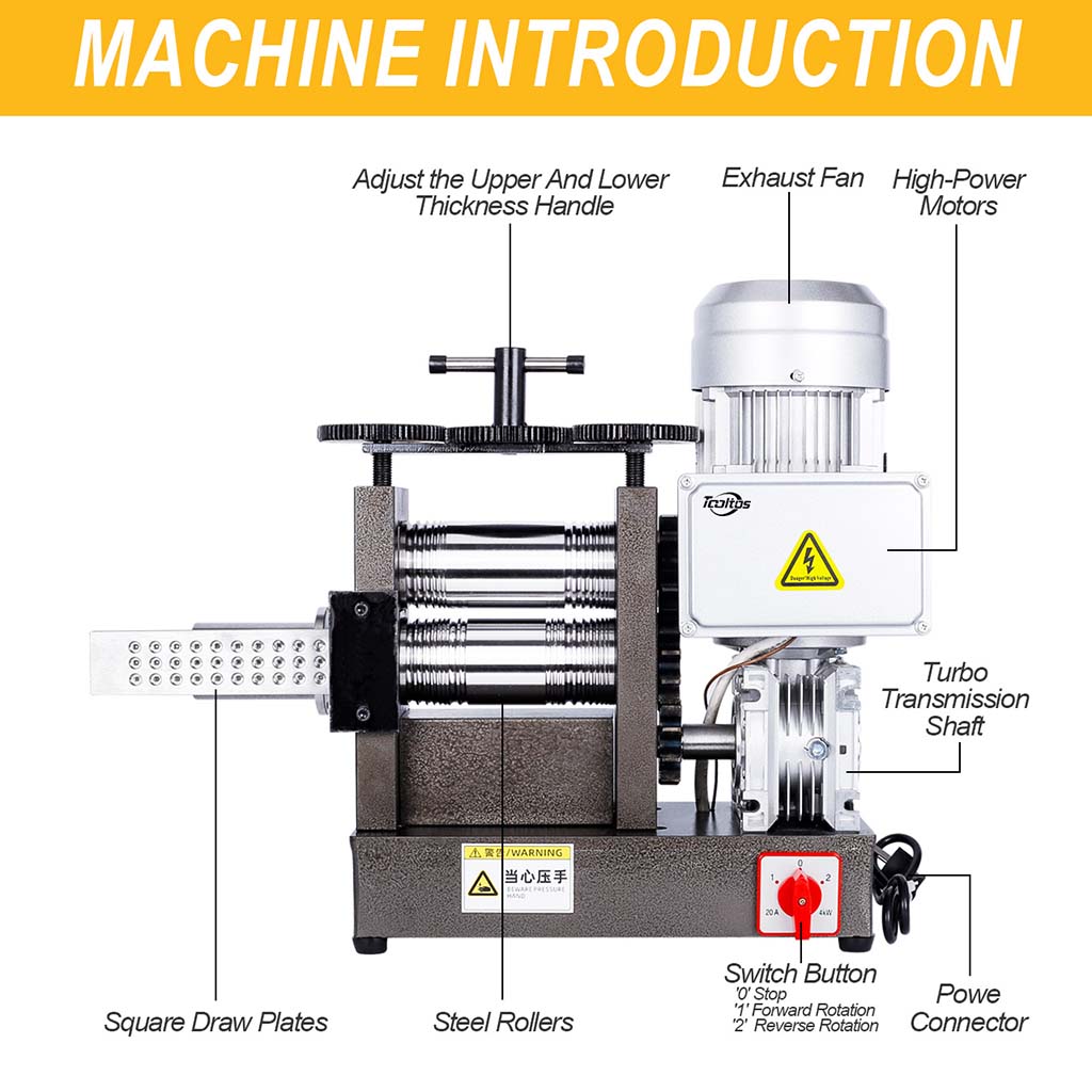 Tooltos Jewelry Tools Tooltos Four-in-one Electric Tablet Press Jewelry Rolling Mill Machine With Square DrawPlates