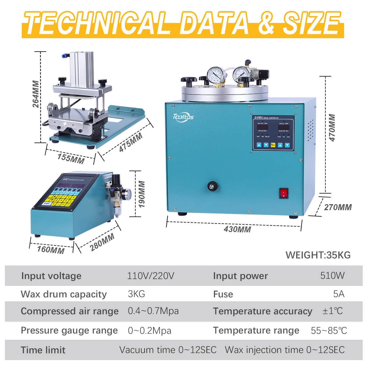 Tooltos Jewelry Tools Tooltos Fully Automatic Digital Control Jewelry Vacuum Wax Injection Machine