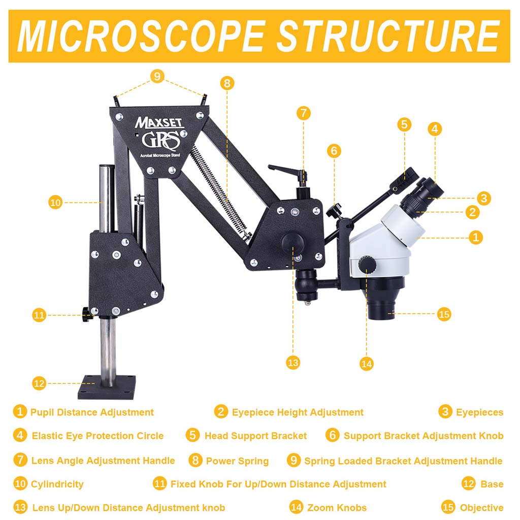 Tooltos Jewelry Tools Tooltos Jewelry Binocular Stereo Microscope With Spring Stand Miniature Inlay Microscope