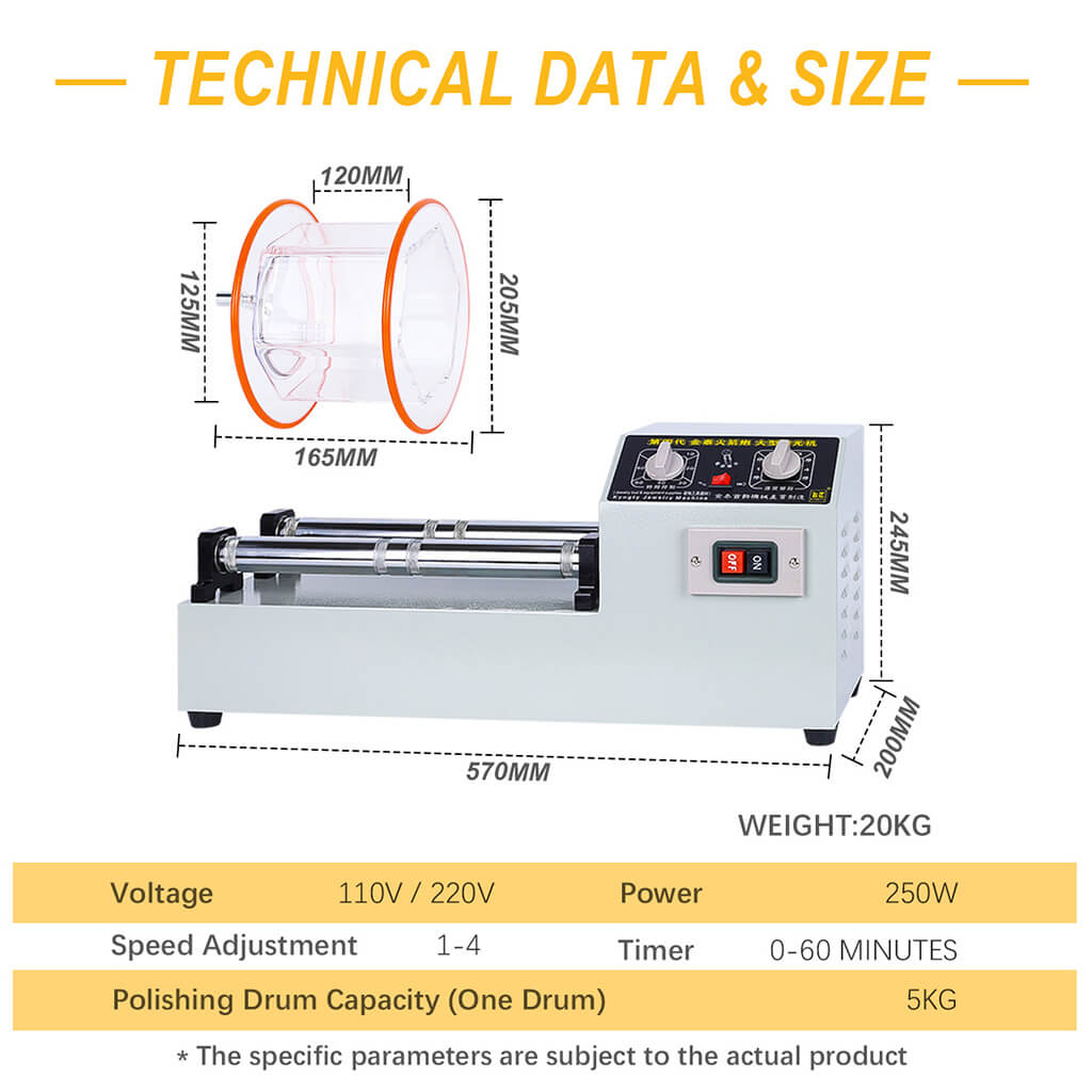 Tooltos Jewelry Tools Tooltos KT-1320 Capacity 10KG Double Drum Rotary Tumbler Surface Jewelry Polishing Machine