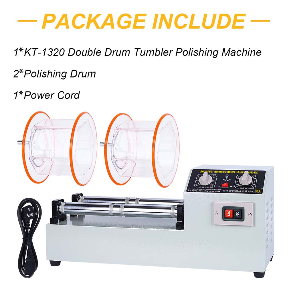 Tooltos Jewelry Tools Tooltos KT-1320 Capacity 10KG Double Drum Rotary Tumbler Surface Jewelry Polishing Machine