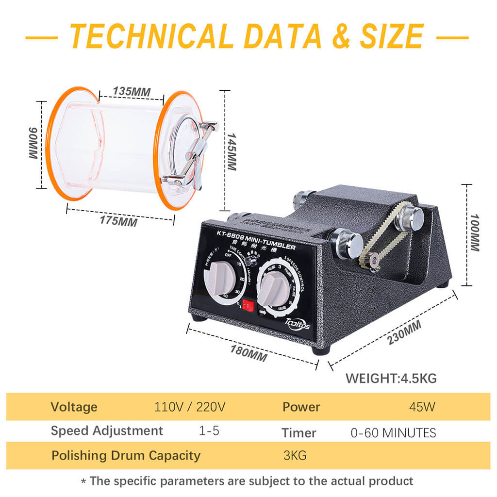 Tooltos Jewelry Tools Tooltos KT-6808 Capacity 3kg Rotary Tumbler Surface Jewelry Polishing Machine