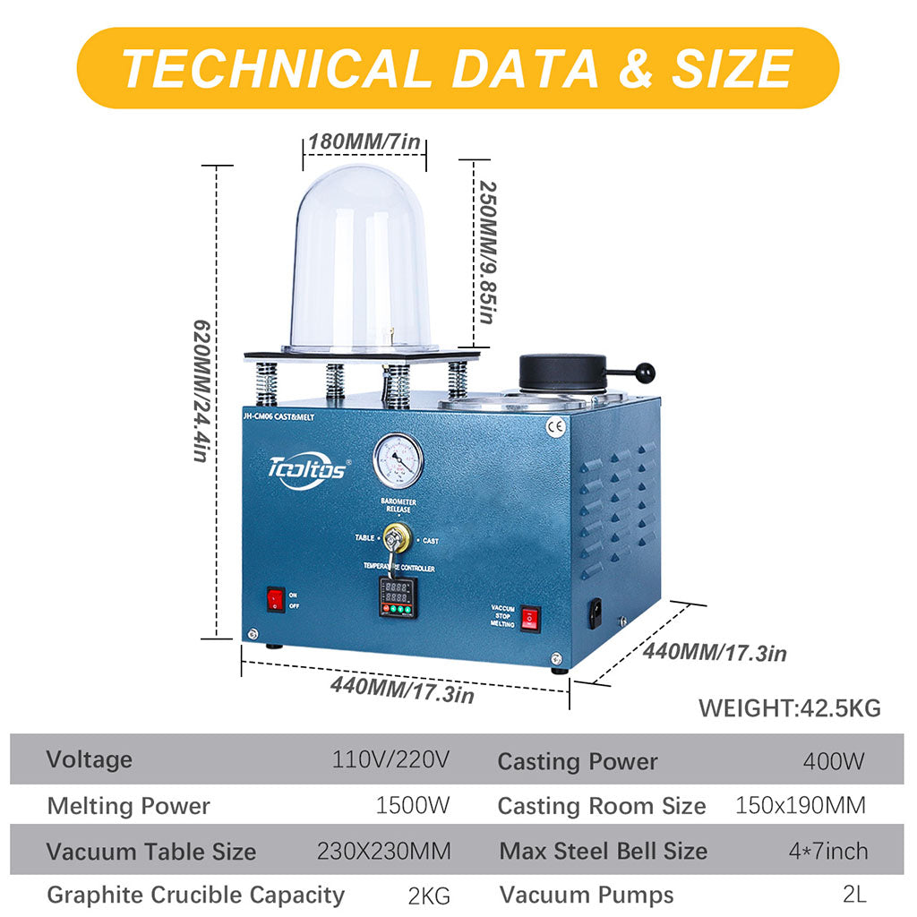 Tooltos Jewelry Tools Tooltos Lost Wax Method Jewelry Precision Investing Vacuum Casting Melting Machine