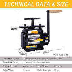 Tooltos Jewelry Tools Tooltos Three-in-one 110mm Manual Jewelry Rolling Mill Machine