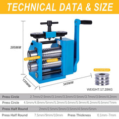 Tooltos Jewelry Tools Tooltos Two-in-one Press Circle Manual Jewelry Rolling Mill Machine